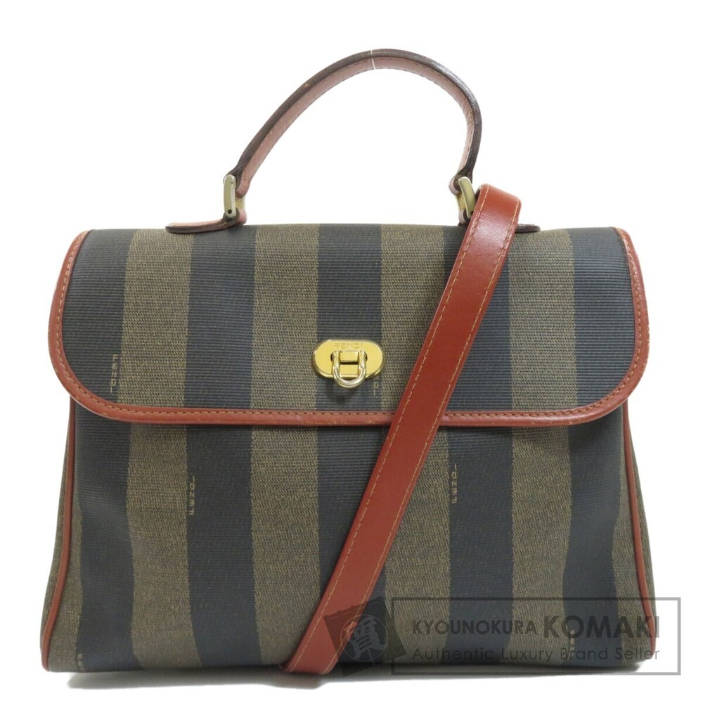Fendi Pequin Pattern Handbag Leather